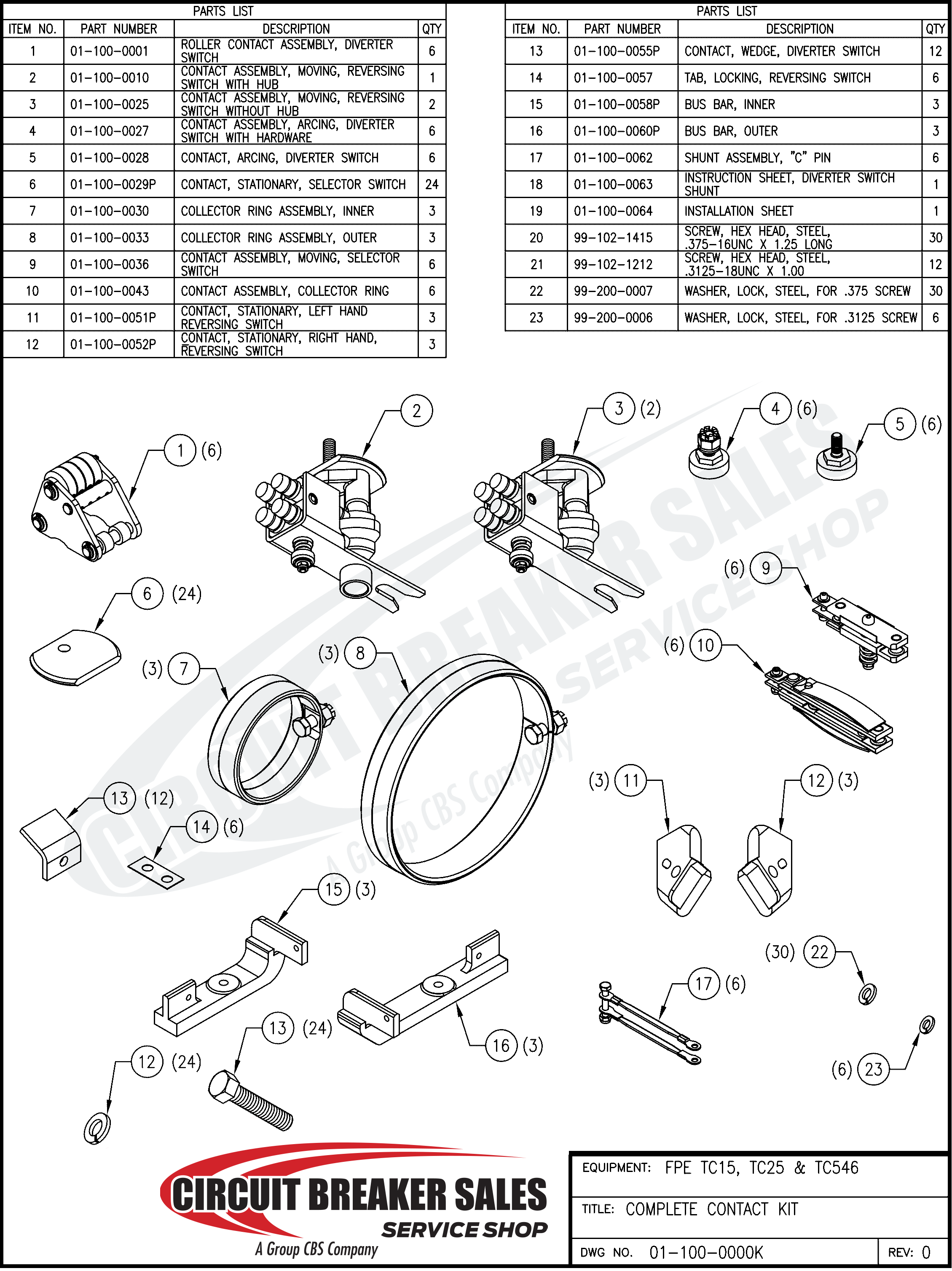 Federal Pacific FPE TC15, TC25, and TC546 Collector Ring Contact Assembly