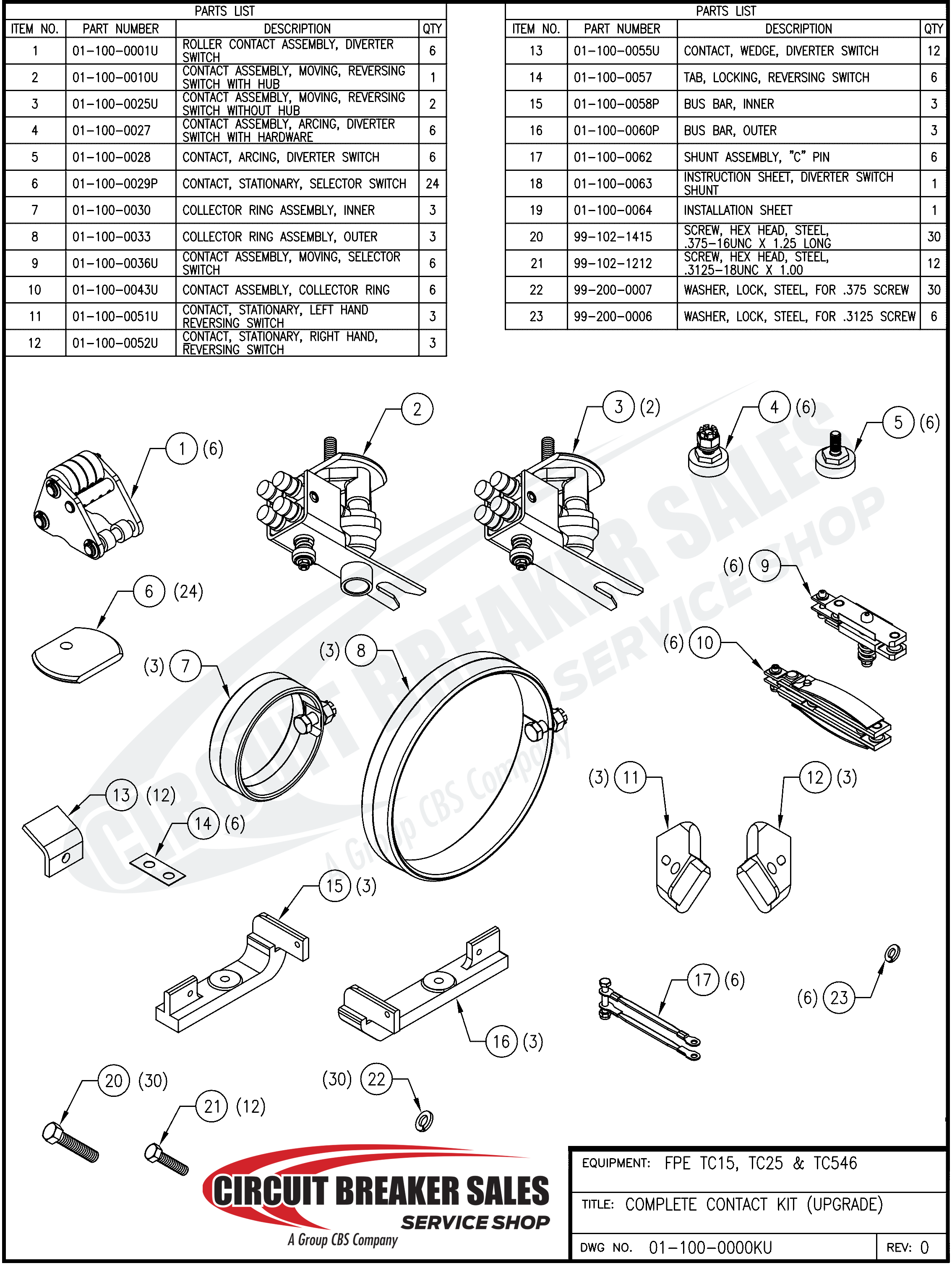 Federal Pacific FPE TC15, TC25, and TC546 Moving Selector Switch Contact Assembly