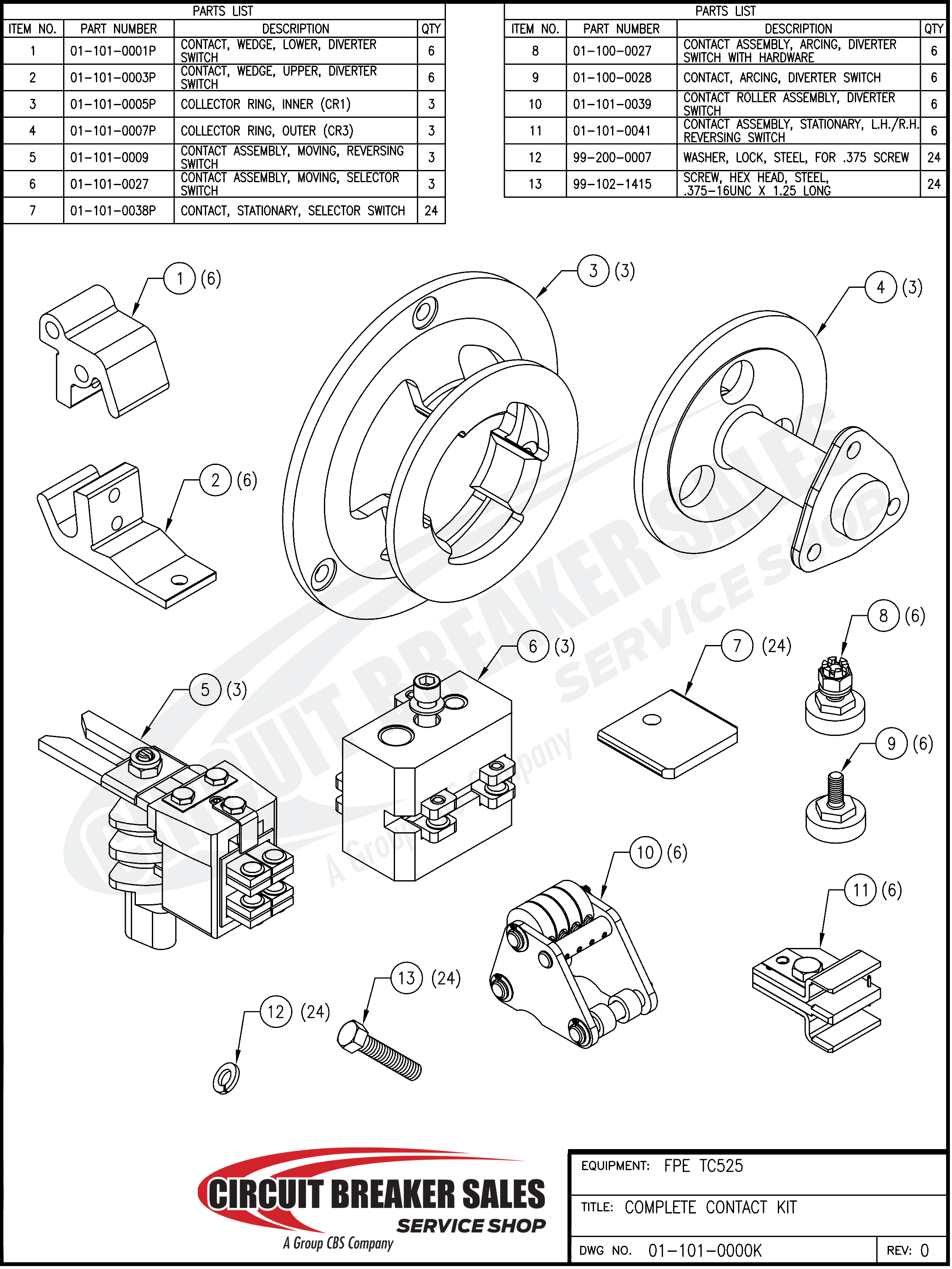 Federal Pacific FPE TC525/FPE TC15, TC25, and TC546 Kit – Contact Kit for FPE TC525 Not Included In Contact Kit - 01-101-0000K - Image 2