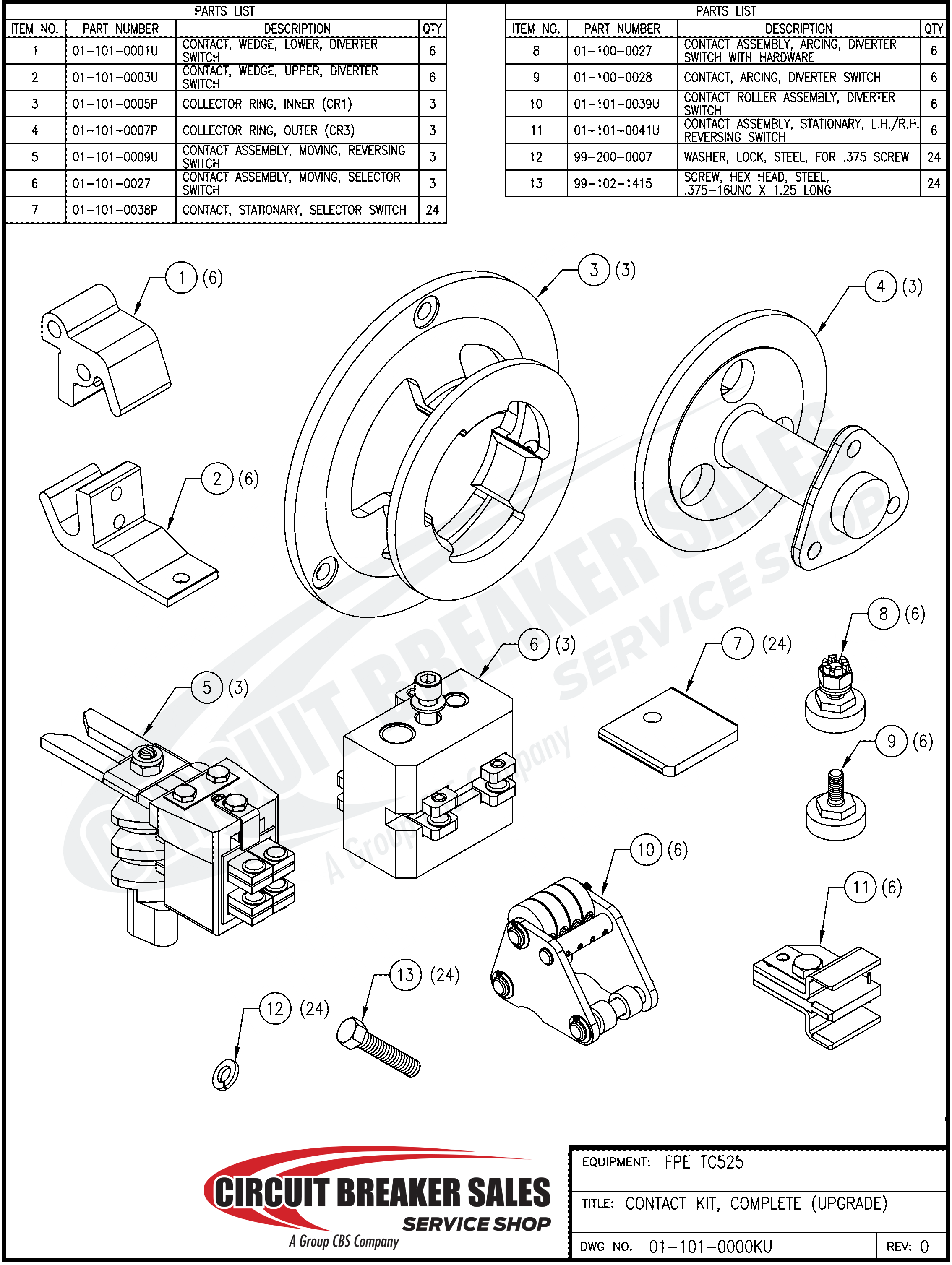 Federal Pacific FPE TC525 Kit – Contact Kit for FPE TC525
