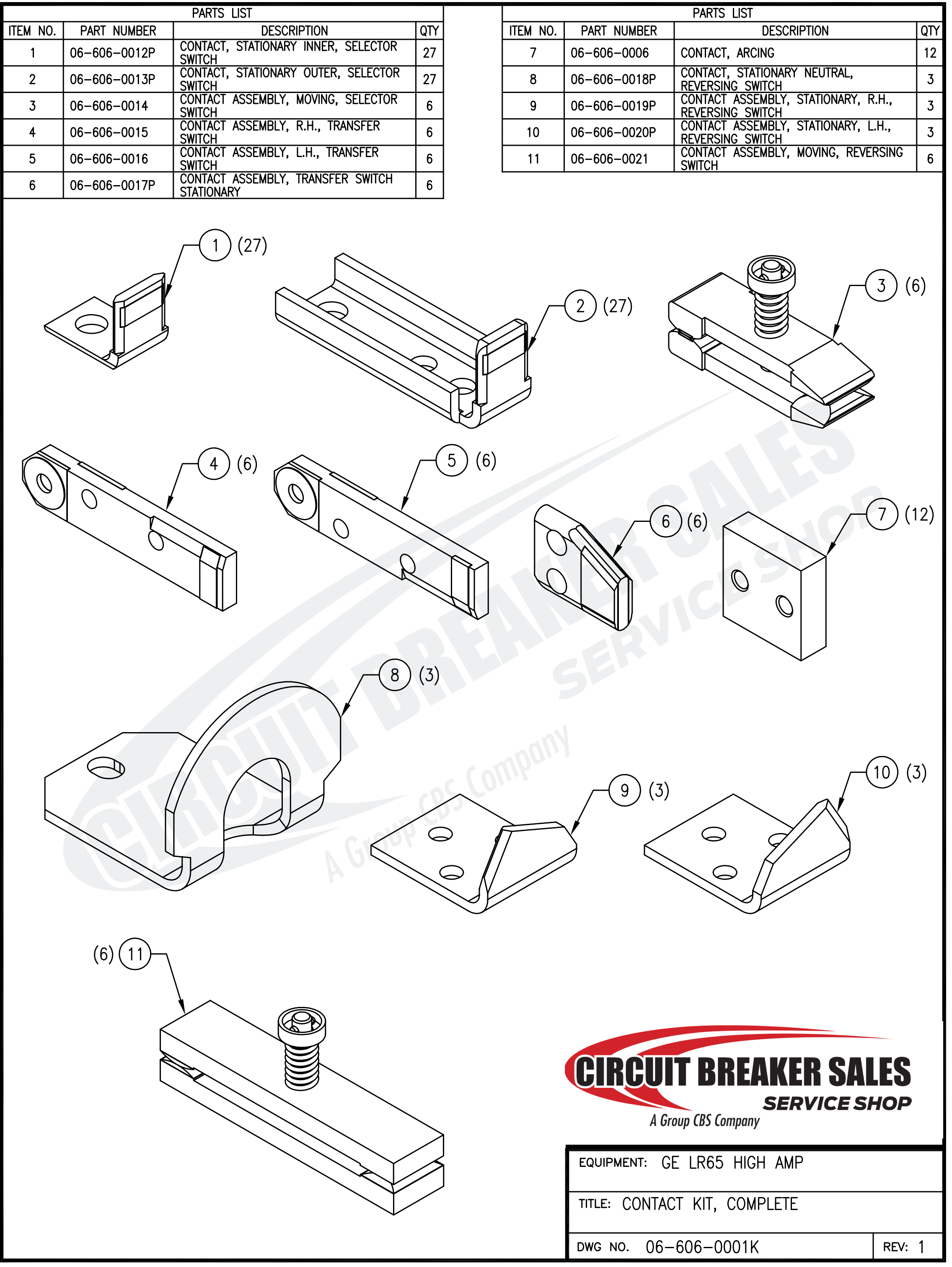General Electric LR65 High Amp Series/LR83 High Amp Series Stationary Left Hand Reversing Switch Contact W/Silver Plating and Silver Inlay