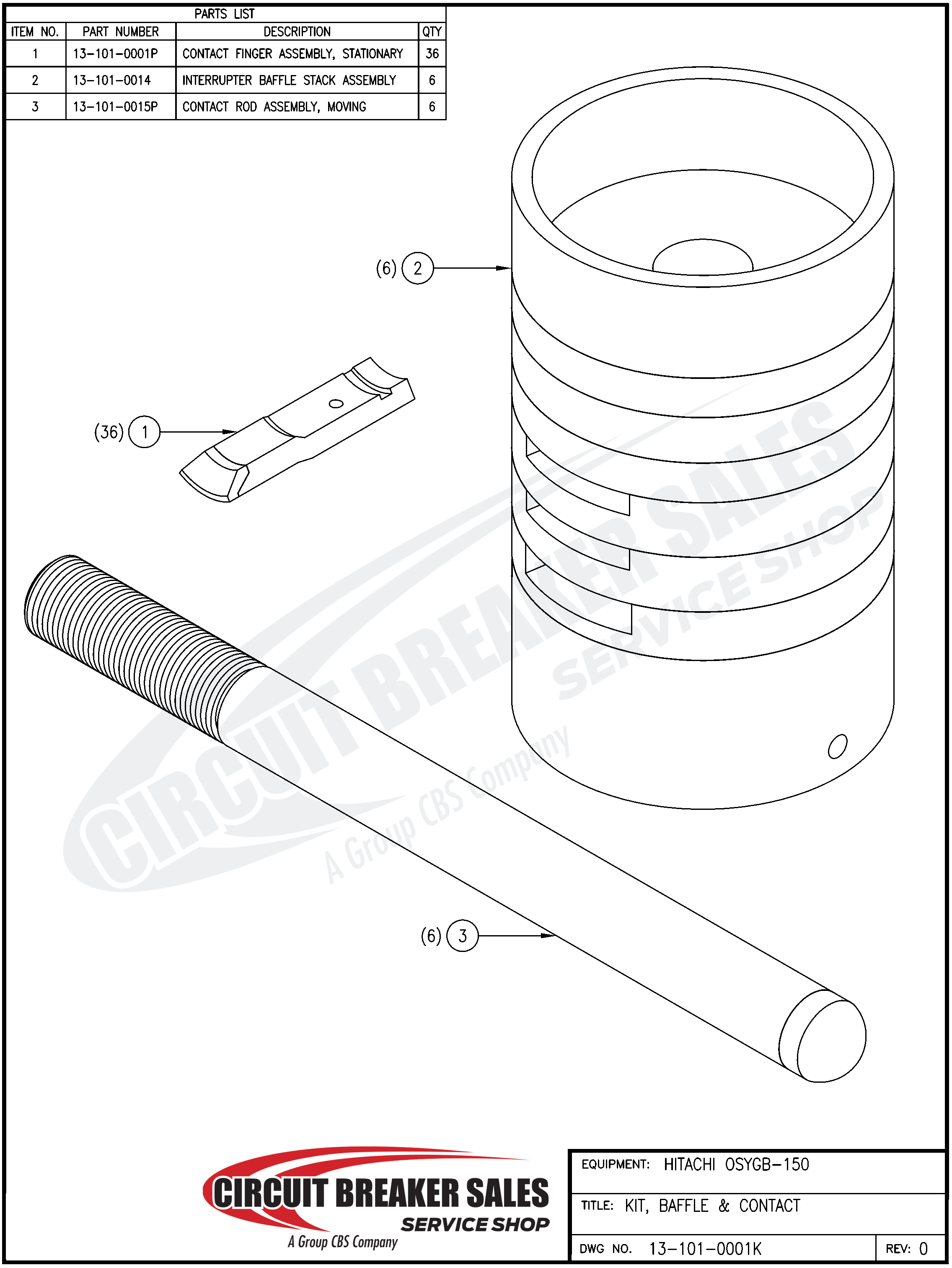 Hitachi  OSYGB-150 Baffle Stack Assembly