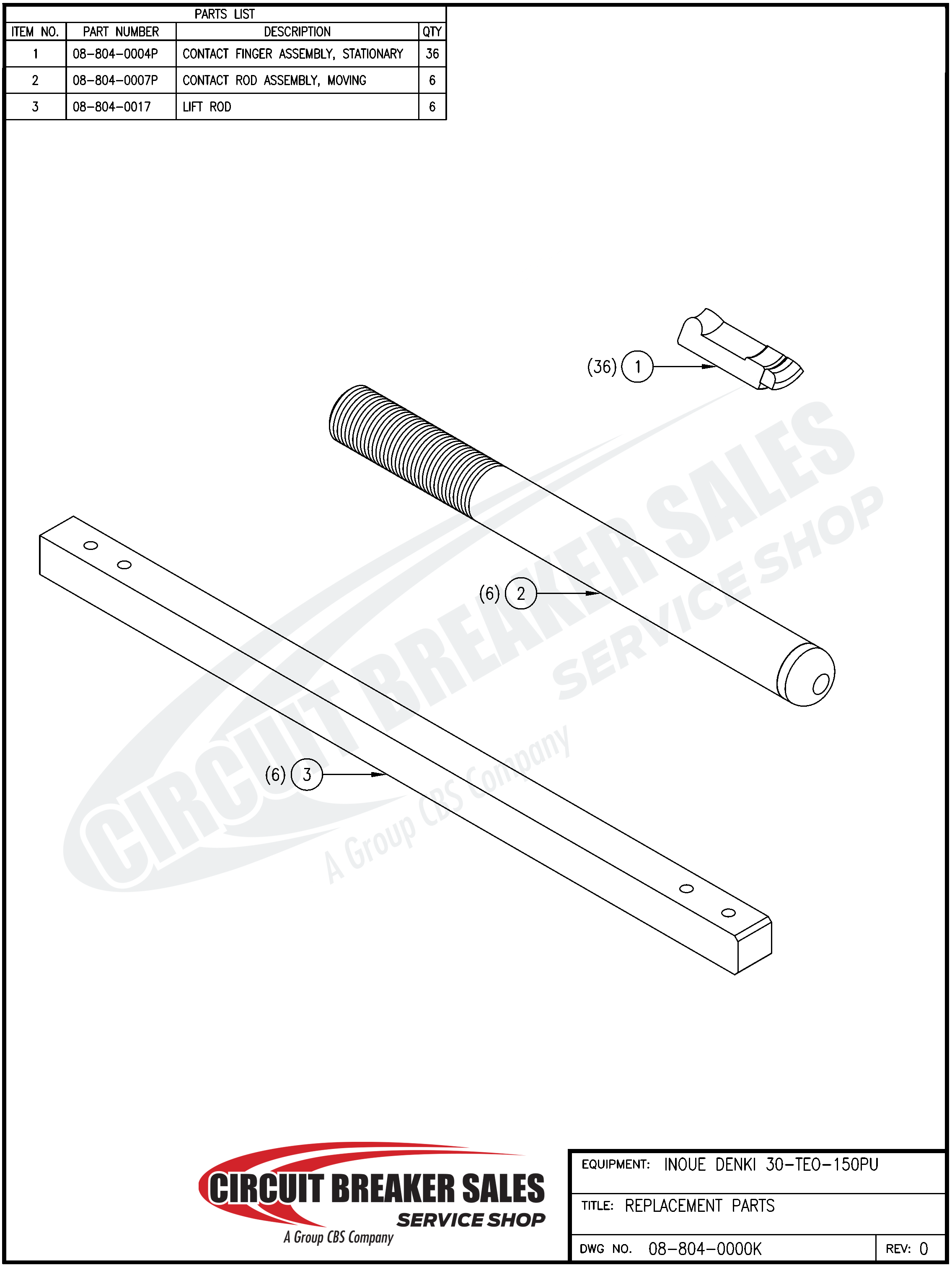 Inoue Denki 20-TEO-150MS/30-TEO-150PU Stationary Contact Finger Assembly