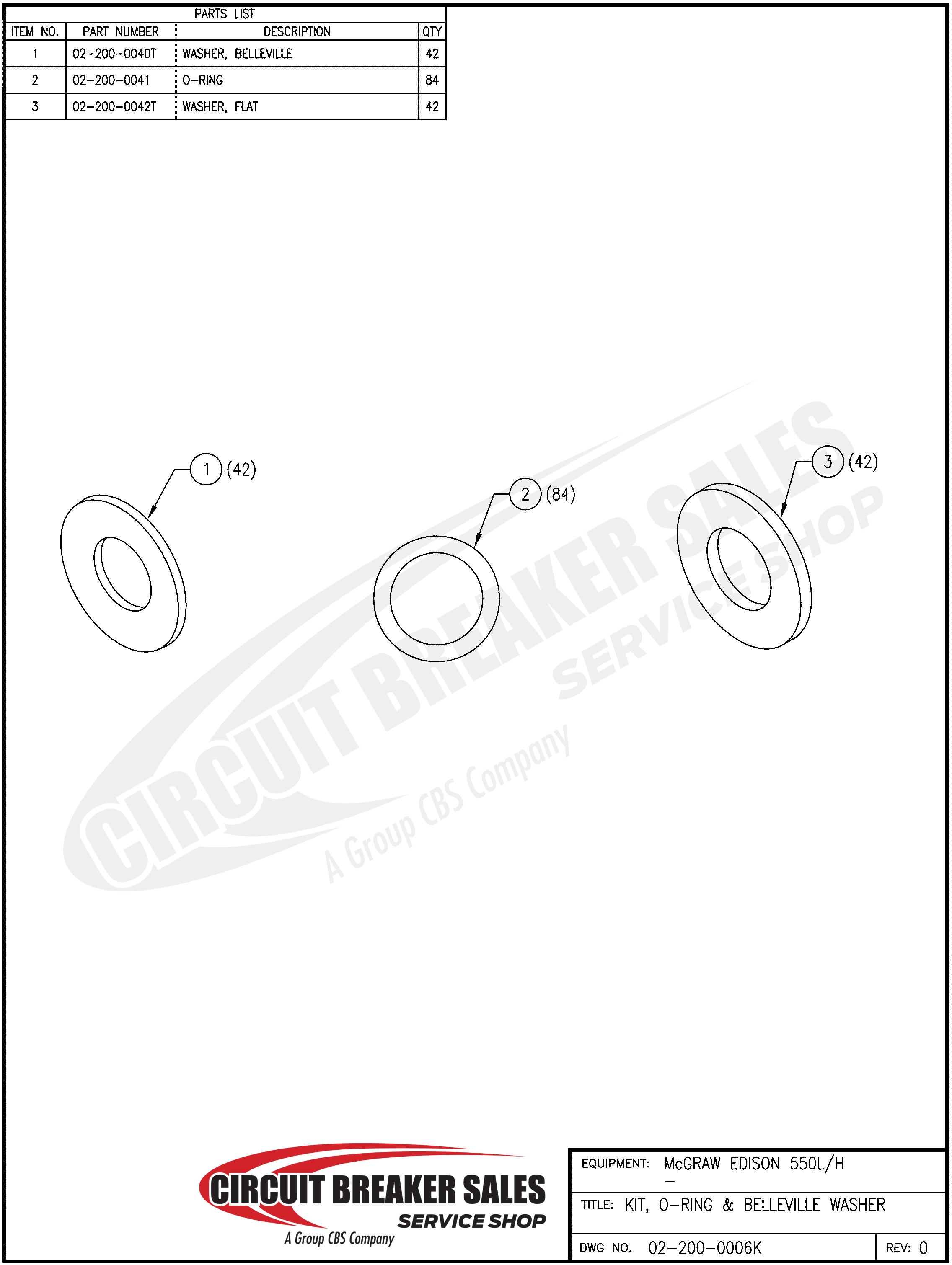 McGraw Edison 550 O-Ring & Washer Kit Kit – O-Ring & Belleville Washer