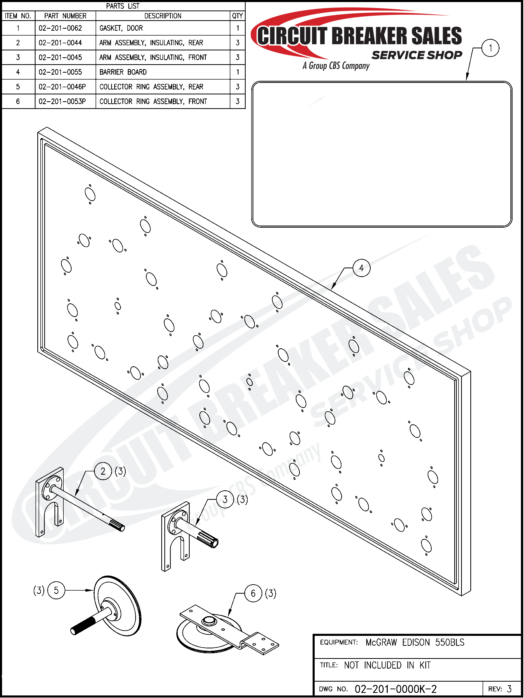 McGraw Edison 550B Parts Not Included in BLS and BHS Kits