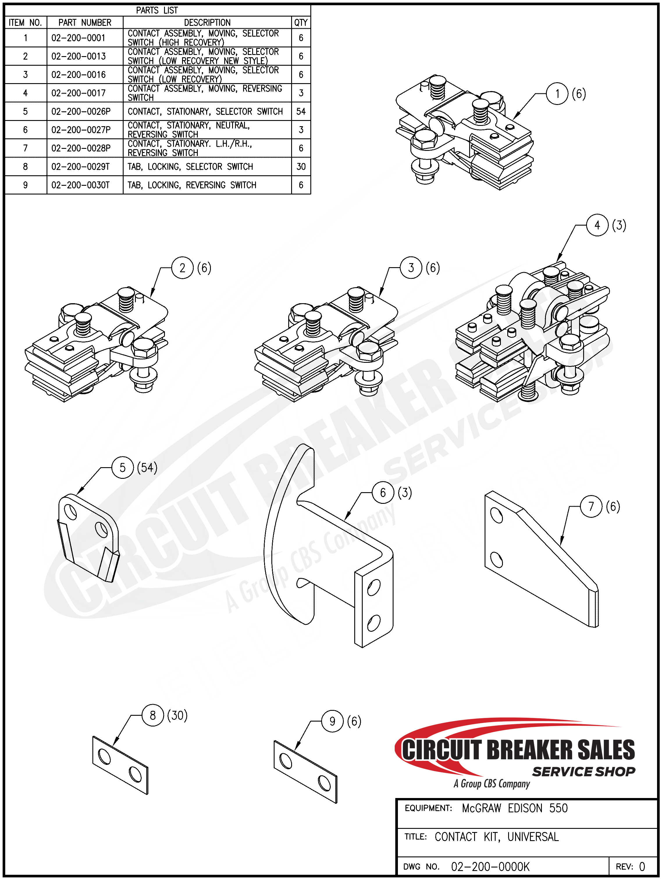 McGraw Edison 550L Series/550H Series/550 Universal Kit – Universal Contact Kit