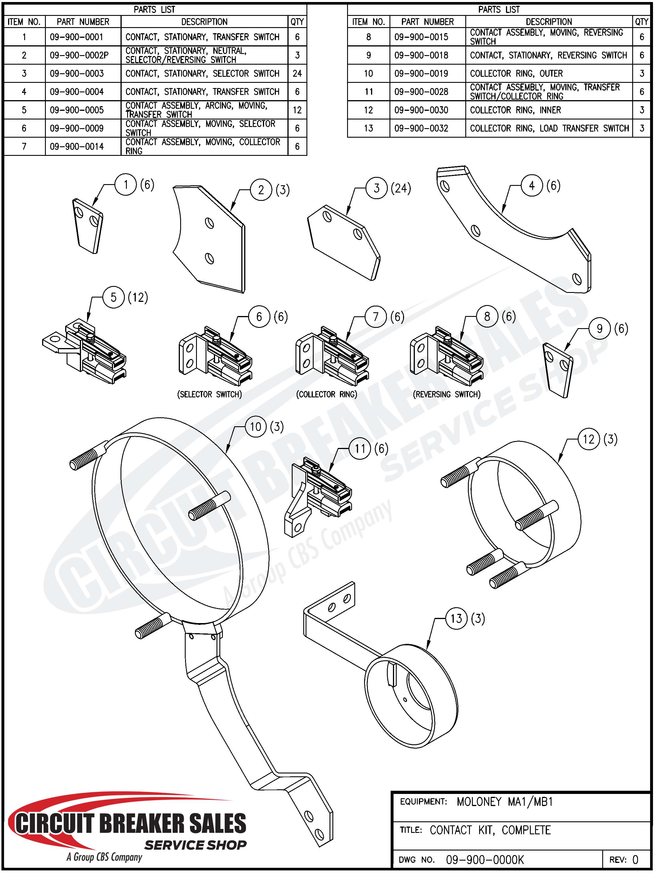 Moloney MA1-MB1 Stationary Transfer Switch Contact