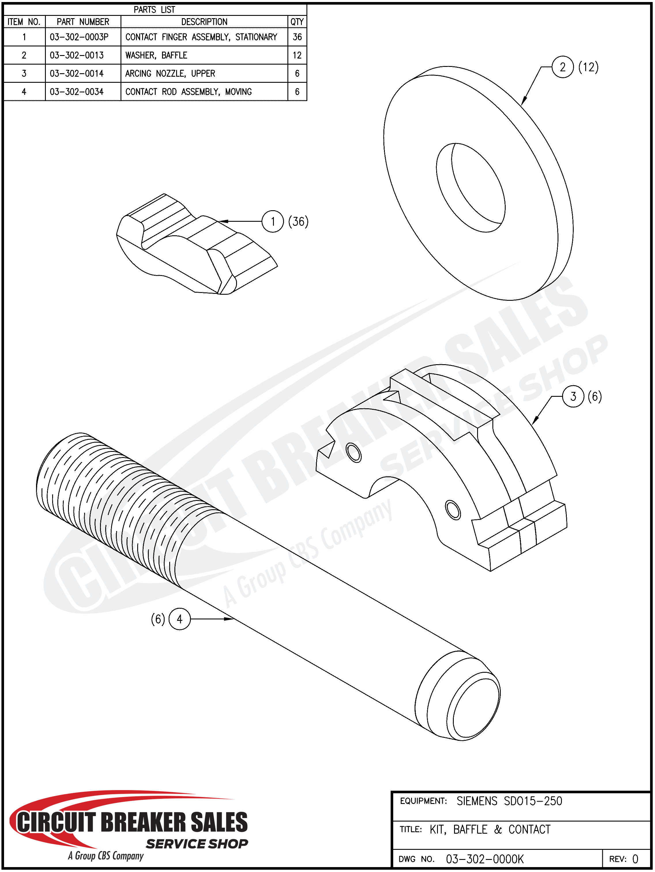 Siemens  SDO15-250 Kit – Baffle & Contacts for SDO 15-250