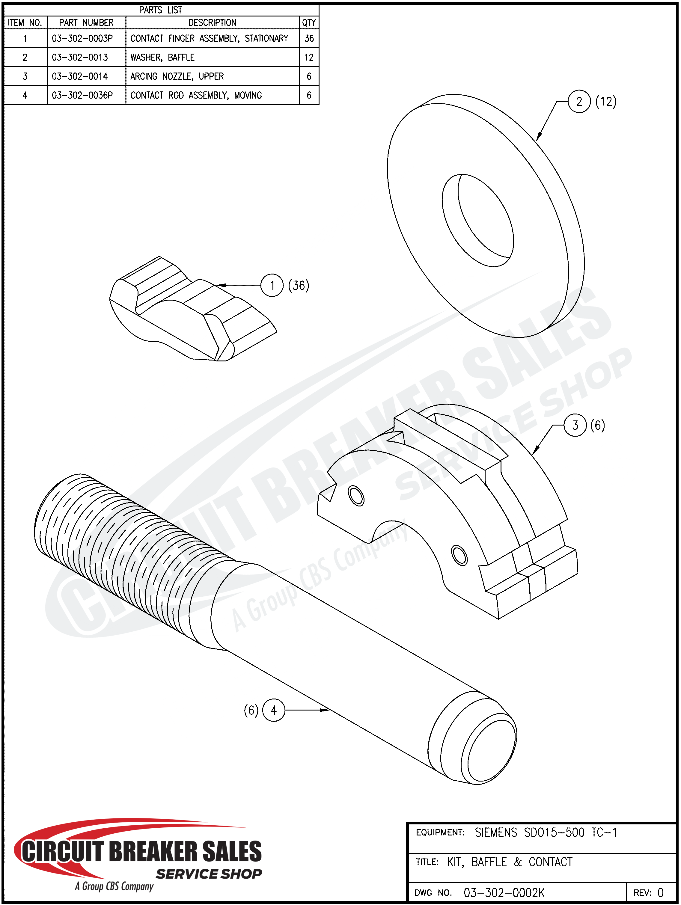 Siemens  SDO15-500-TC-1 Moving Contact Rod Assembly