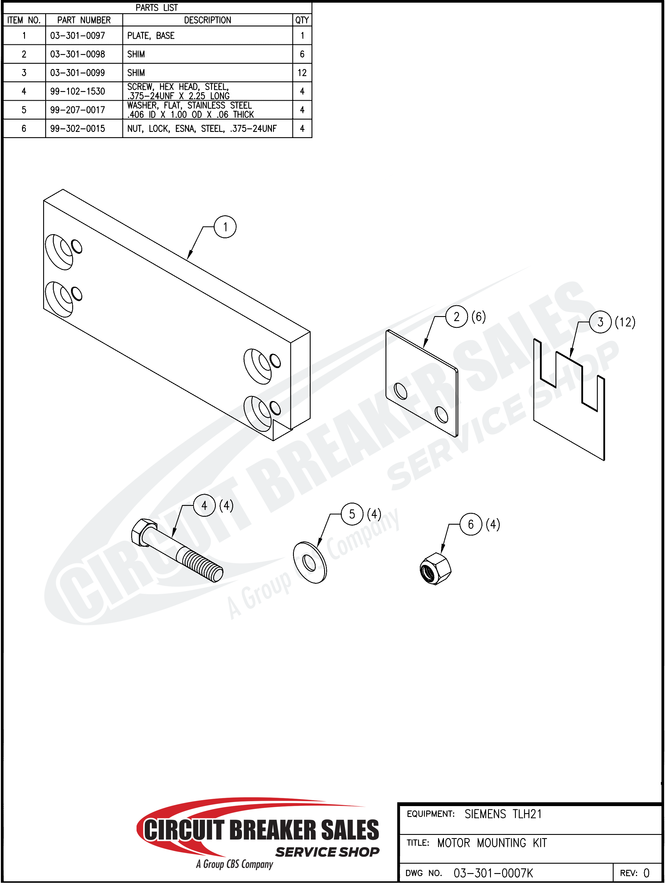 Siemens TLH21 Motor Mount Kit Screw, Hex Head, Steel, .375-24UNF X 2.25 Long