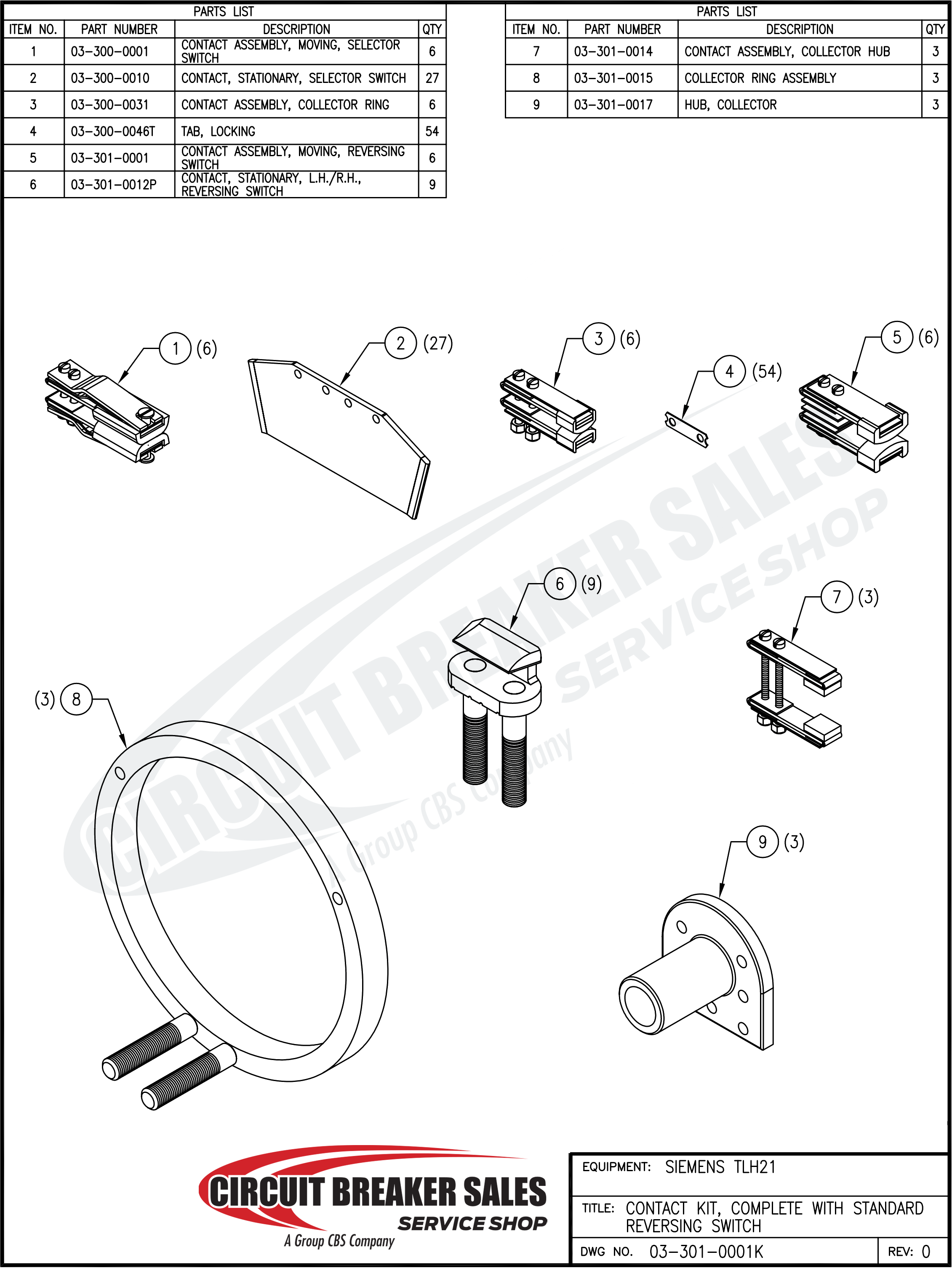 Siemens TLH21 Standard OEM Kit – OEM Style Contact Kit for TLH21 Standard Reversing Switch - 03-301-0001K - Image 2