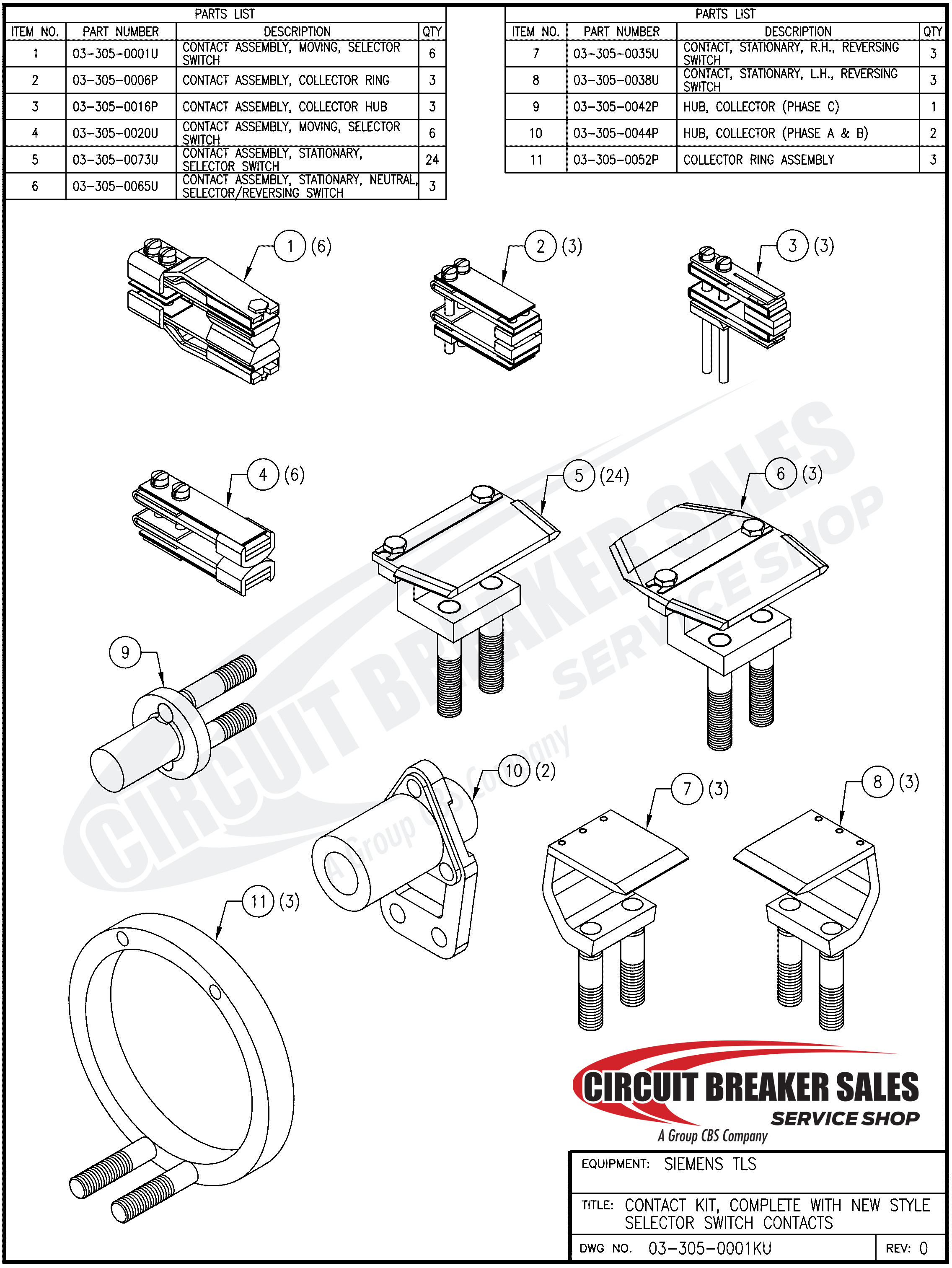 Siemens TLS Series Moving Contact Assembly, Reversing Switch