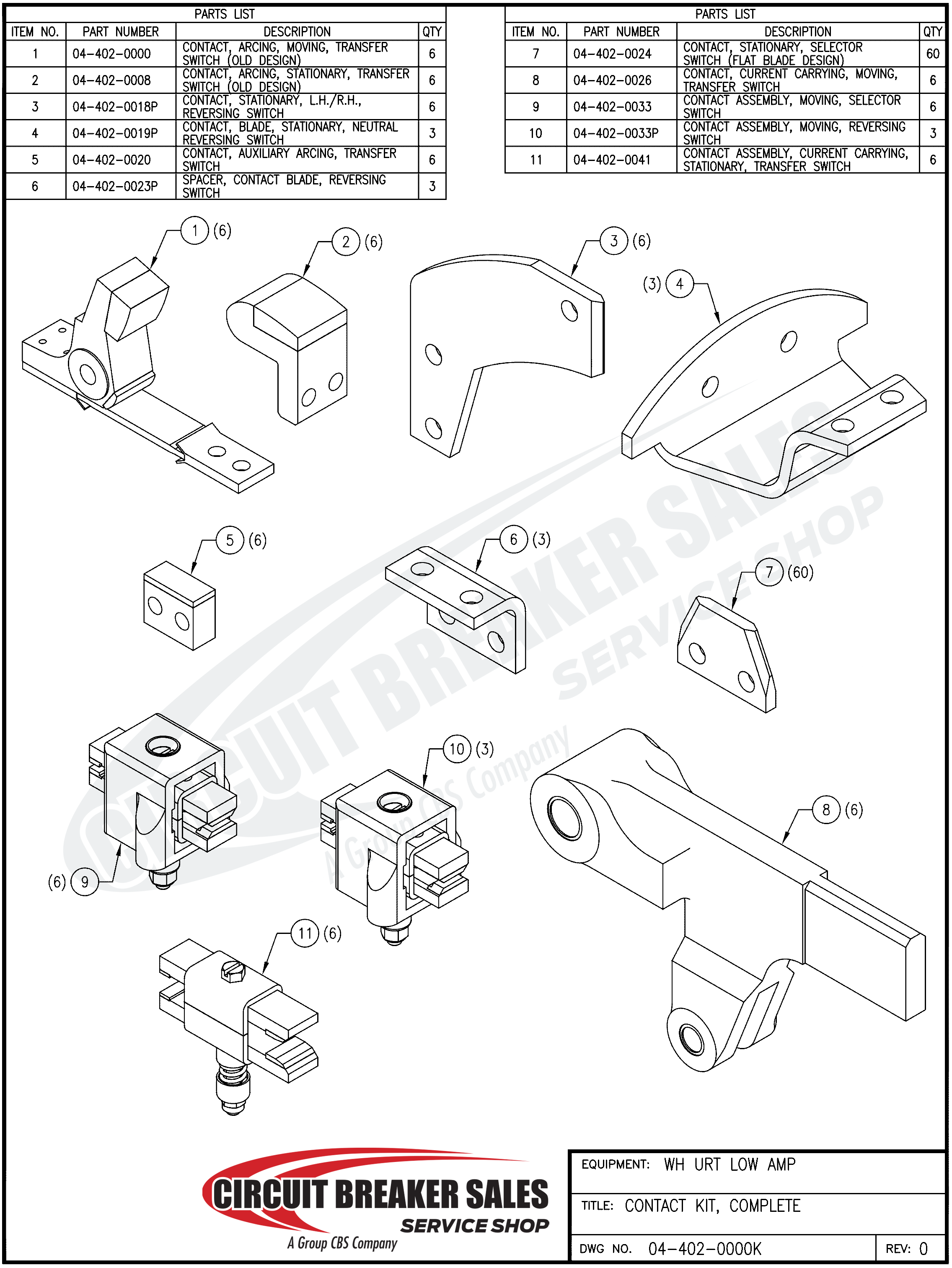Westinghouse URT Low Amp Series Current Carrying Stationary Contact, Transfer Switch