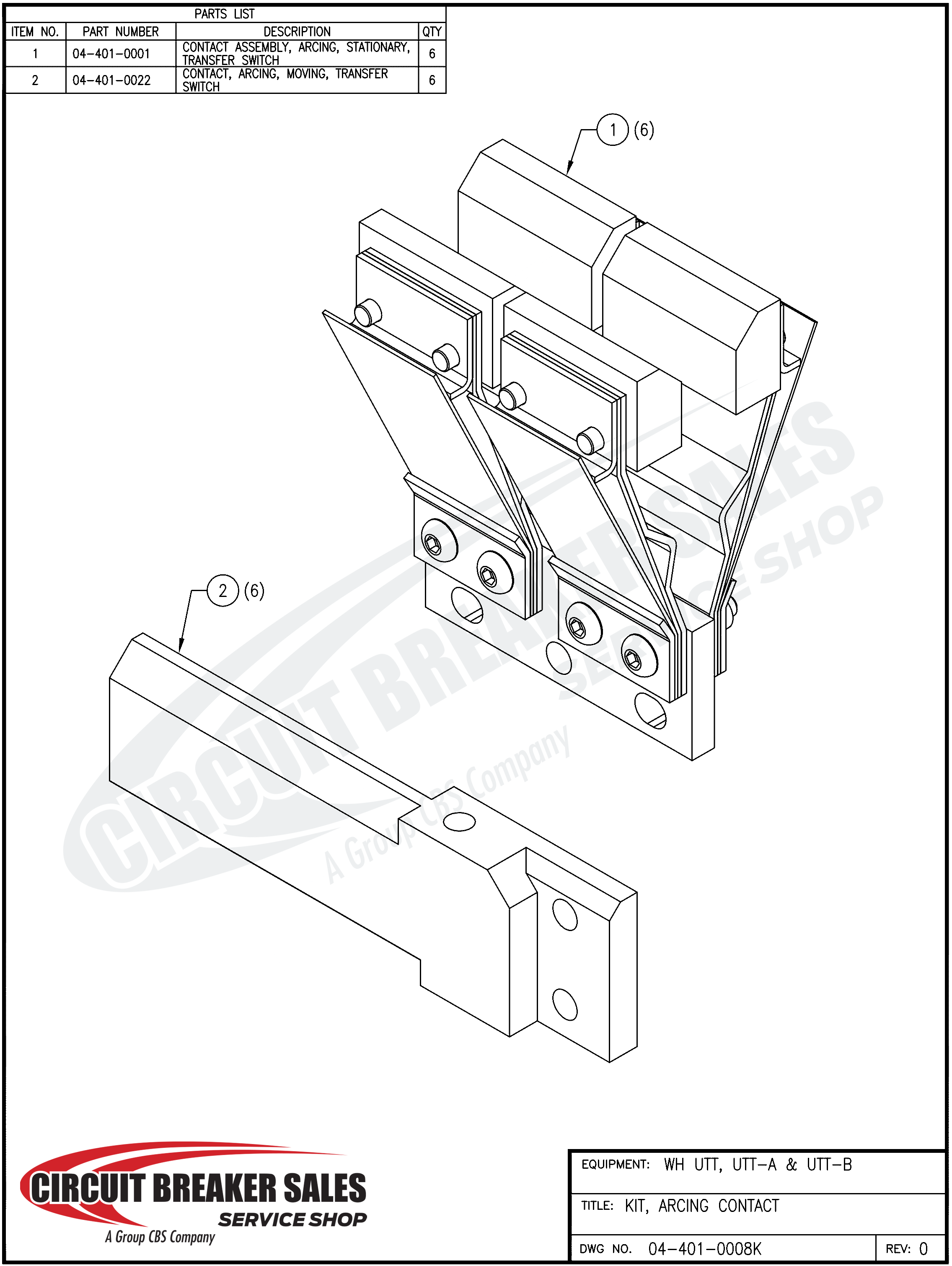Westinghouse UTT-B Series Kit – Westinghouse Arcing Contact Kit