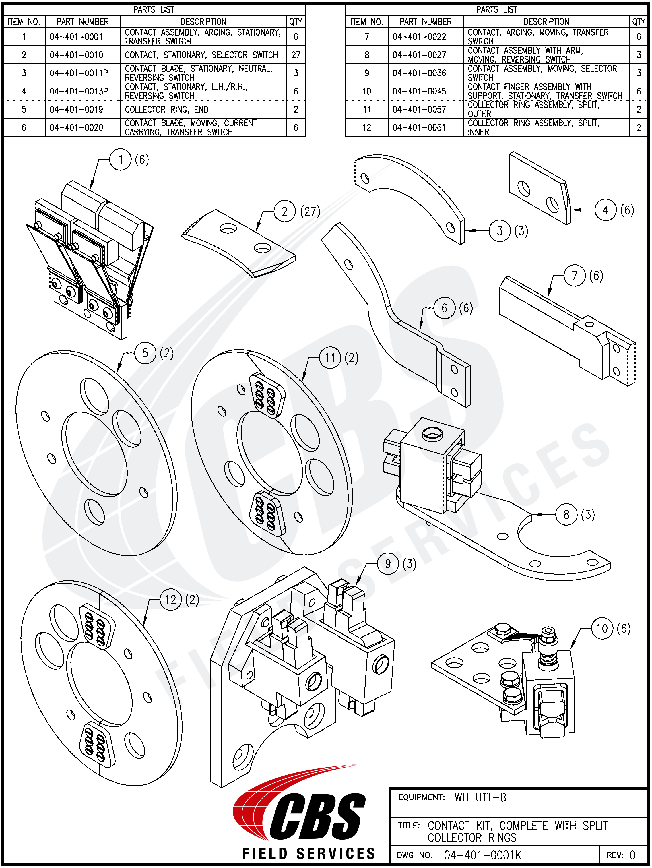Westinghouse UTT-B Series Kit – Westinghouse UTT-B Complete Contact Kit