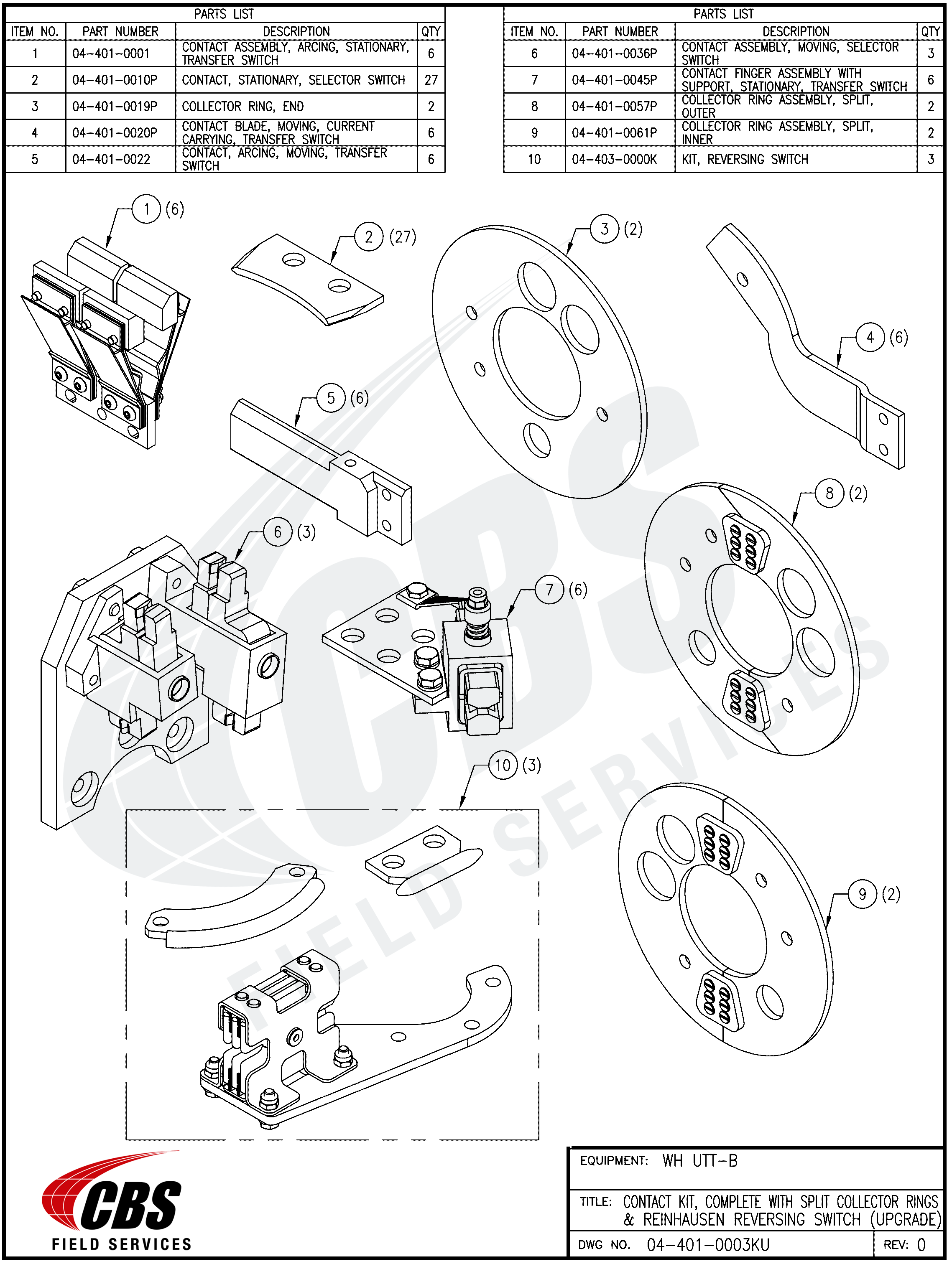 Westinghouse UTT-B Series Kit – Westinghouse UTT-B Upgrade (Reinhausen Reversing Switch Kit) Complete Contact Kit