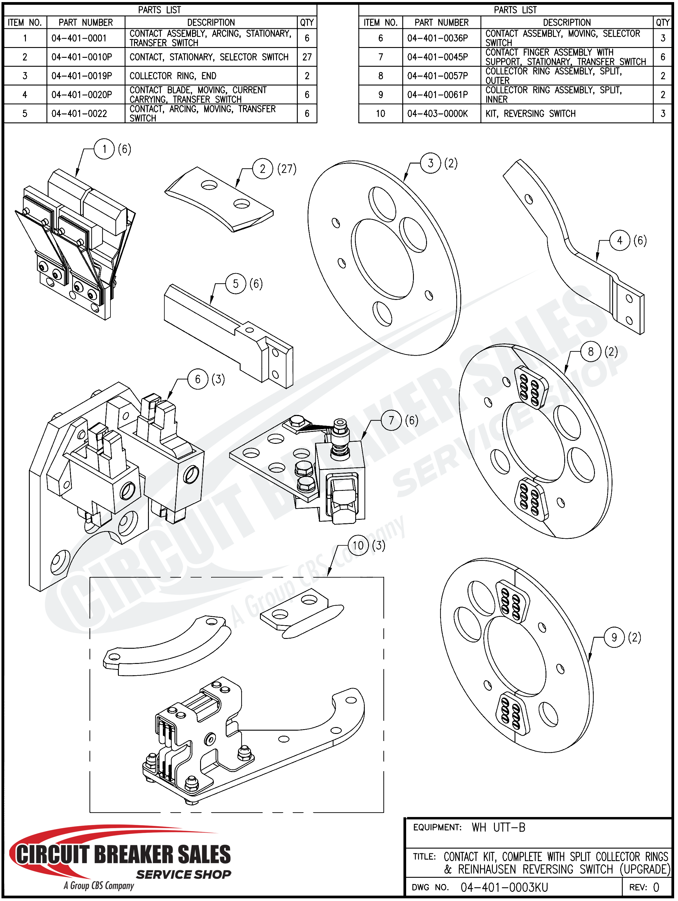 Westinghouse UTT-B Series L.H./R.H. Stationary Reversing Switch Contact – Reinhausen RMT-1