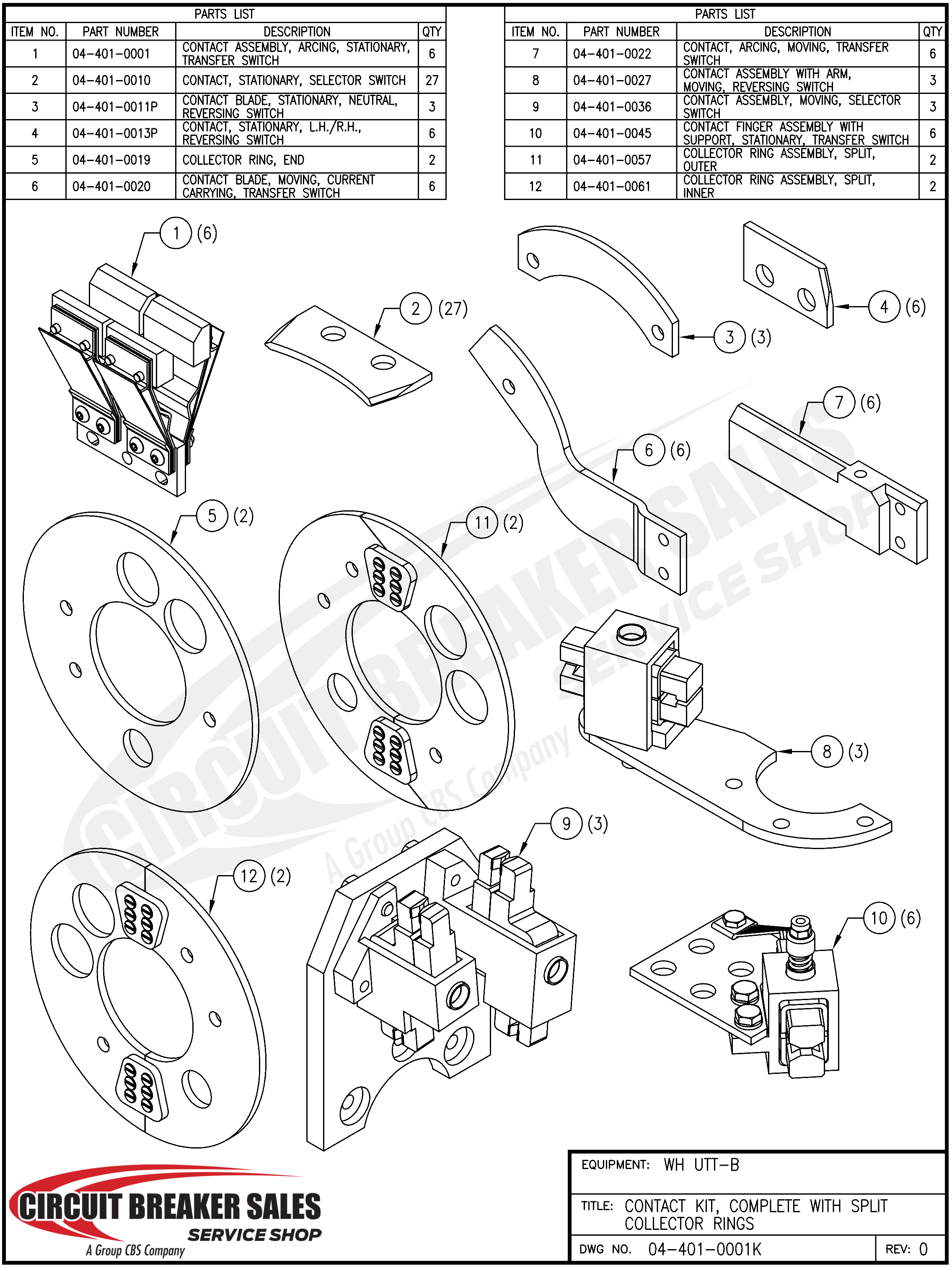 Westinghouse UTT-B Series Transfer Switch, Current Carrying Contact Blade